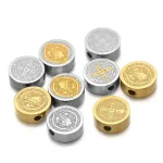 5 Stainless Steel 8mm Jesus Christ Flat Bead Gold Plated Loose Spacer Beads (New)