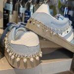 Luxury Rhinestone Butterfly Bow Girl Shoe Charms Fashion Sneakers Pearl Heel Shoes (New)