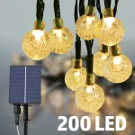 20~200LED Solar String Lights Outdoor Crystal Fairy Light Christmas Garland 8 Mode Waterproof (New)