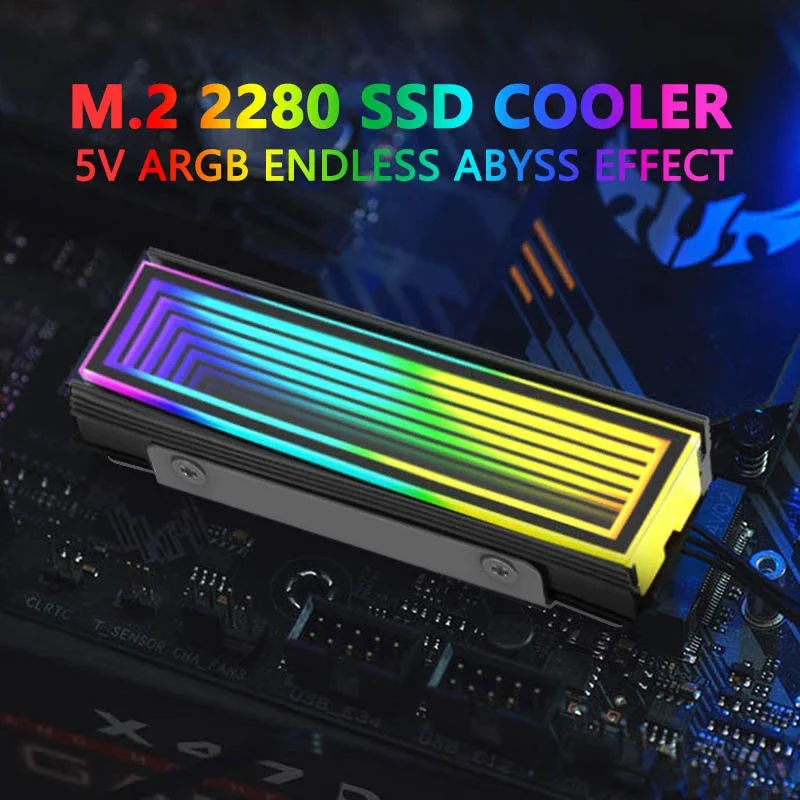 Sc3a383a4cf2440e9885d936b0af8efadT 5V ARGB Sync M.2 SSD Heatsink 2280 NVMe M2 Cooler Endless Abyss RGB (New) - Image 1