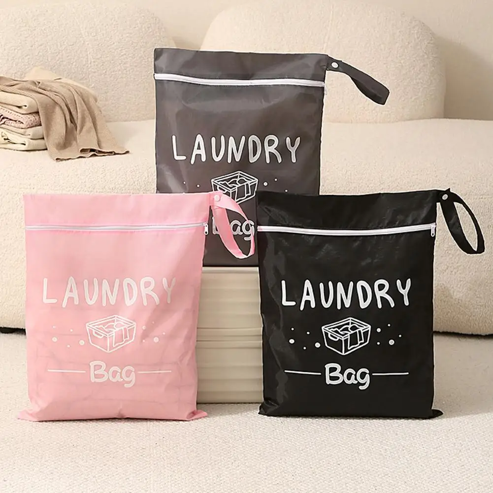 Sc42d5105a1b34d6fb59c6eec18589759M Waterproof Travel Laundry Bag Wet Dry Organizer Pouch with Zipper Hanging Strap Portable (New) - Image 1