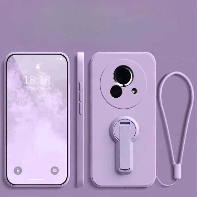 Cases For Meizu Lucky 08 Liquid Silicone Lanyard Shockproof Holder Soft Cover For Meizu Lucky 08 TPU Bracket Phone Back Case