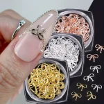 3 Bottle Metal Willow Bows Nail Decoration Gold Silver 3D Bowknot Design DIY (New)