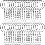 50 Sets Split Key Rings with Chain and Jump Rings Bulk Kit Accessories (New)