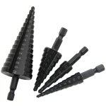 Hexagonal shank straight groove black step drill bit 3 12 4 12 4 20 4 32mm reaming step drill tower (New)