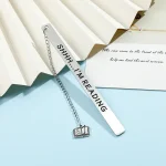 Stainless steel text bookmark with pendant, exquisite and simple student birthday gift, teacher (New)