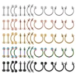 12 Set Surgical Steel Silver Color Gold Plated Black Rainbow Ear Nose Eyebrow Labret (New)