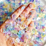 50 3D Creative Simulated Conch Shell Nail Charms Colorful Translucent Jellyfish Ocean Series (New)