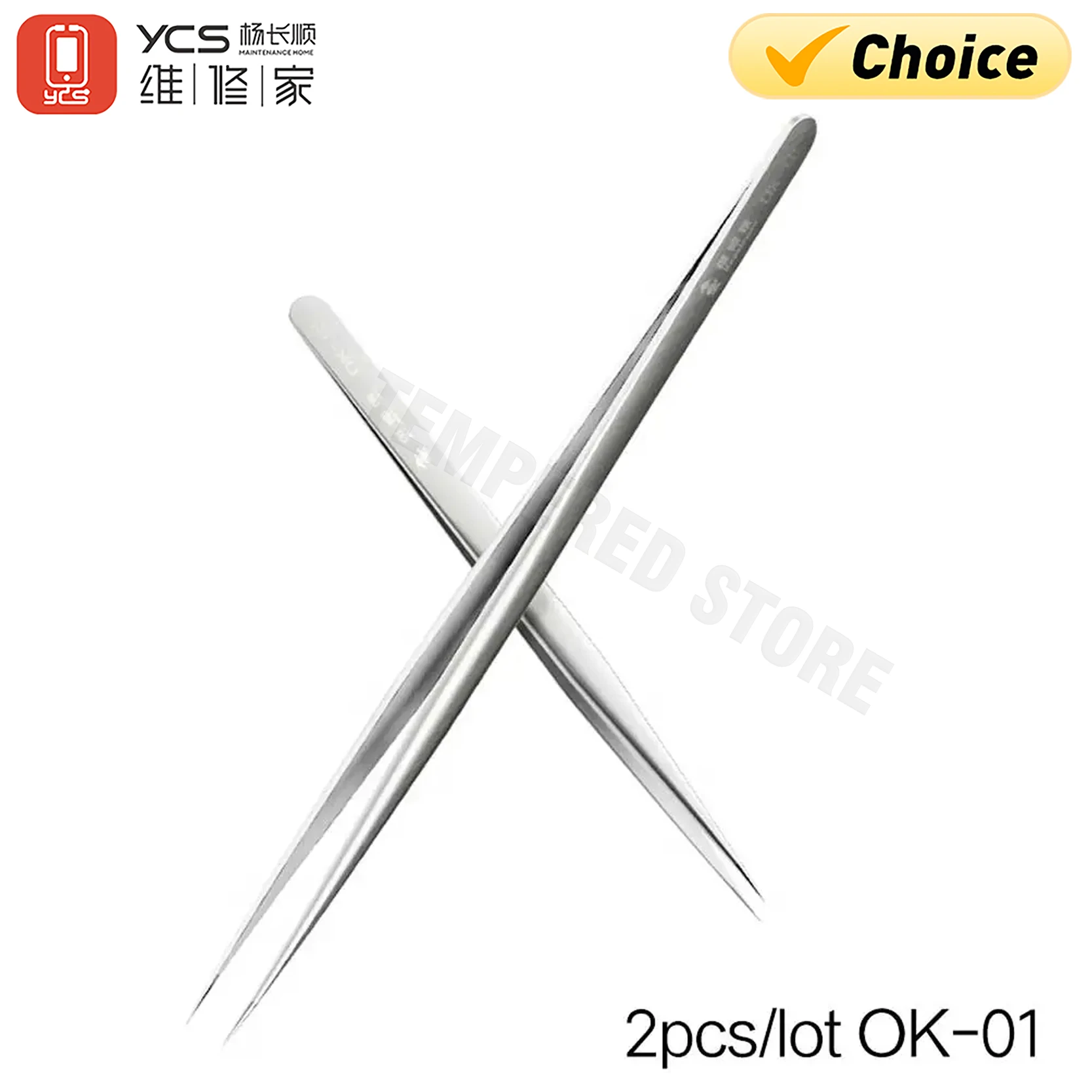 Sdd663e88aee44eec983351d48e2a1a2d3 2pcs/lot YCS OK-01 Anti-static Precision Tweezers Set Pointed Curved Stainless (New) - Image 1
