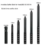 120cm 300cm Invisible Selfie Stick, Extendable Bullet Time Handle Monopod for Insta360 X4 X3 (New)
