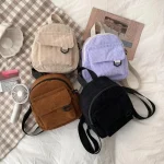 Mini Corduroy Backpack Ins Popular Cute Student Makeup Commuting Bag (New)