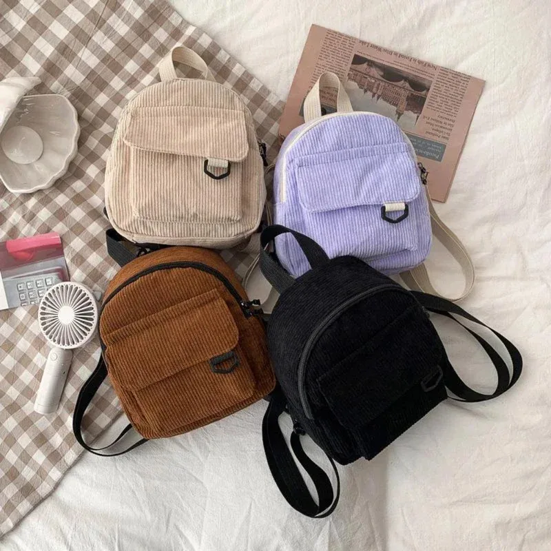 Se3aeec2b660f48a293c2b29dccbbbea66 Mini Corduroy Backpack Ins Popular Cute Student Makeup Commuting Bag (New) - Image 1