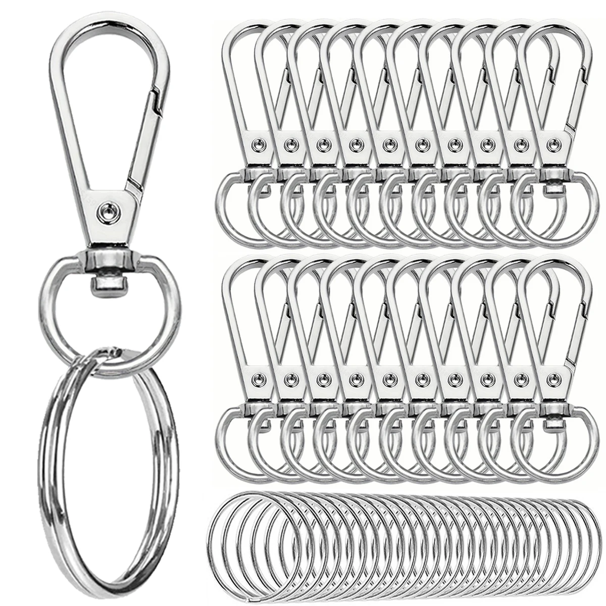 Sf35e3eb1e5be4ca0bb68223627be0b86t 18566 Sets Swivel Snap Hooks Double Opening Keychain Clip Rings Metal Lobster Claw (New) - Image 1