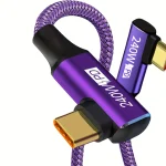 Purple 240W 3.3 6.6 9.8 ft USB C Charging Cable Durable Nylon Braided USB C to A (New)