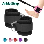 Fitness Ankle Straps Adjustable D Ring Support Cuffs Gym Leg Strength Workouts Pulley With (New)