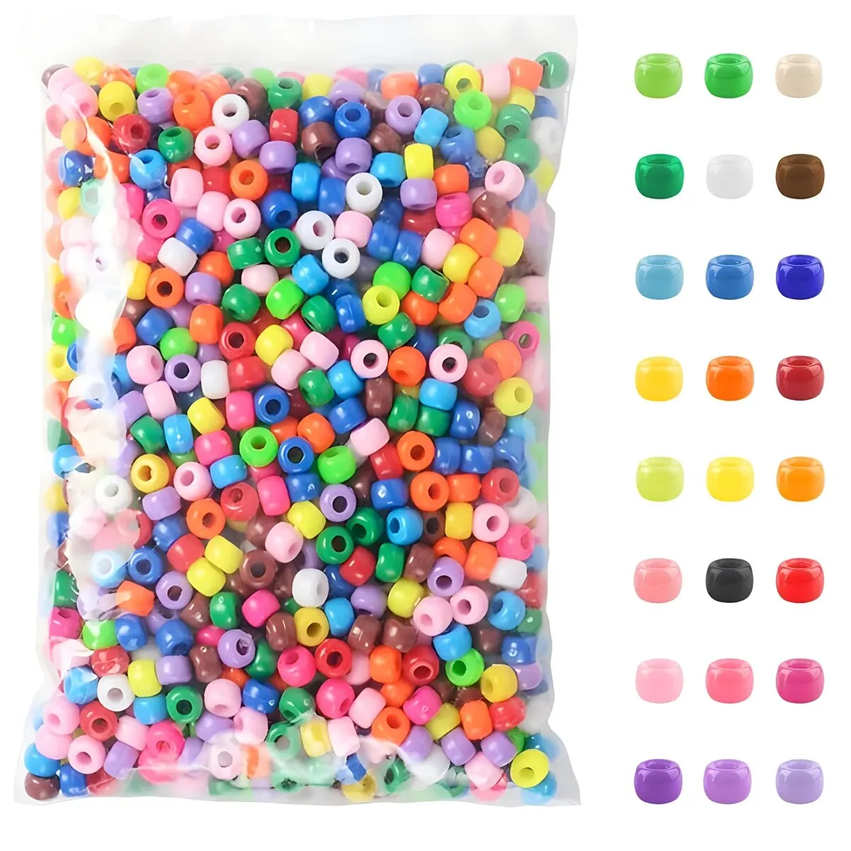 Sfbb7bf83b0d2488c840a63220a226046n 500 Pony Candy Colorful Plastic Beads For Jewelry Making DIY Hair Braiding, Bracelet (New) - Image 1