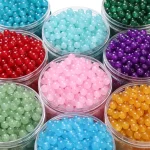 50 6mm Glass Jelly Solid Color Imitation Jade Round Beads Loose Beads DIY (New)