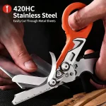 Multifunctional Emergency Rescue Shears With Strap Cutter Glass Breaker Outdoor Survival Emergency Response (New)
