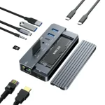 ACASIS CM073 10-in-1 USB Type-C Hub Docking Station with M.2 NVMe SSD Enclosure – Compact Productivity (New)